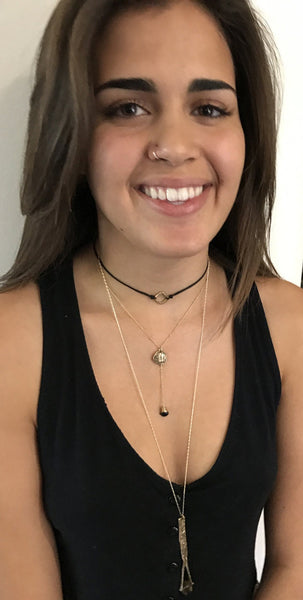 Handmade Gold Fill Double Happiness Lariat Delicate Necklace with Labradorite drop Drop