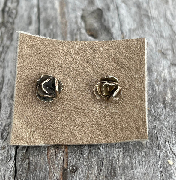 Handmade Sterling Silver Rose Stud Earrings