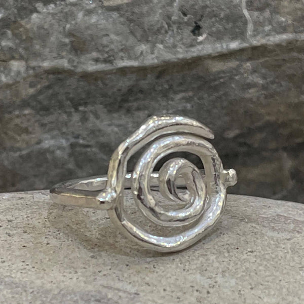 Cast Organic Sterling Silver Spiral Ring