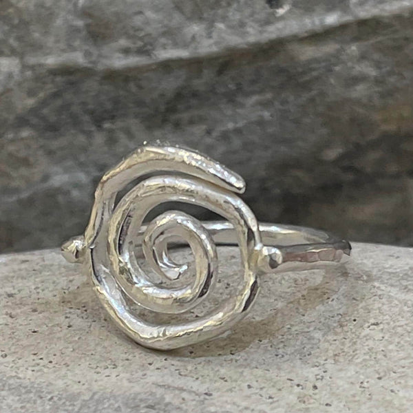 Cast Organic Bronze and 14K Gold Filled Spiral Ring