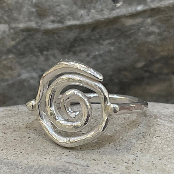 Cast Organic Sterling Silver Spiral Ring