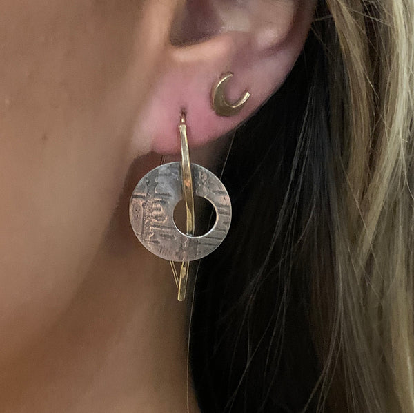 Handmade Bronze Crescent Moon Stud Earrings with 14K GF Posts