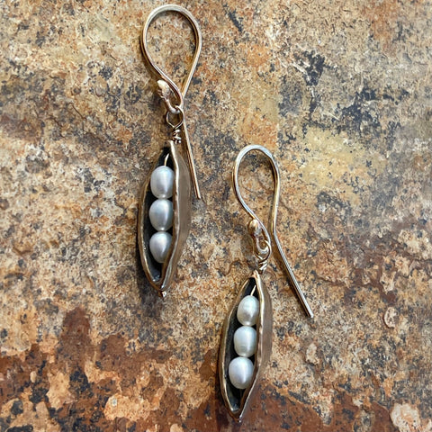 Bronze Three Peas in a Pod Pearl Earrings with 14K Gold fill Ear Wire