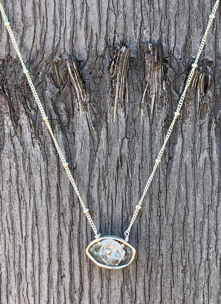 Sterling Silver Herkimer Diamond Crystal Cave Necklace Small