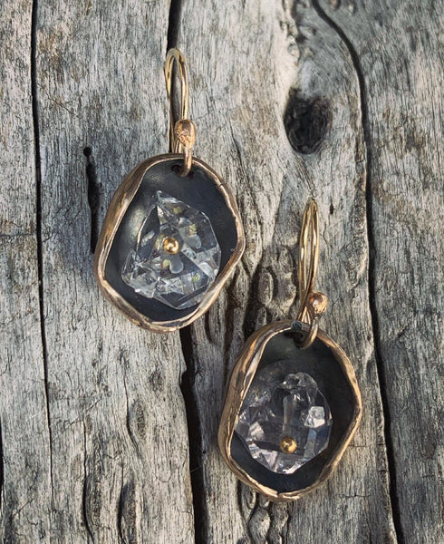 Sterling Silver Herkimer Diamond Crystal Cave Earrings