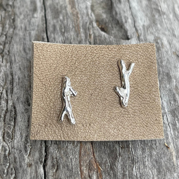 Handmade Bronze Branch Stud Earrings