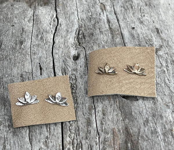 Handmade Bronze Lotus Stud Earrings