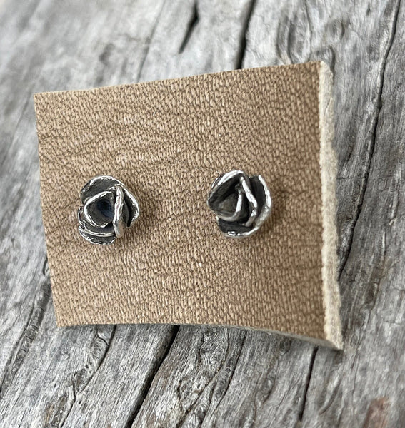 Handmade Bronze Rose Stud Earrings