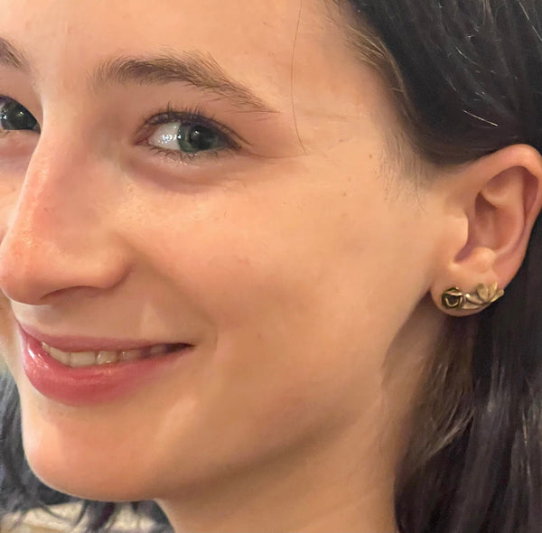 Handmade Bronze Lotus Stud Earrings