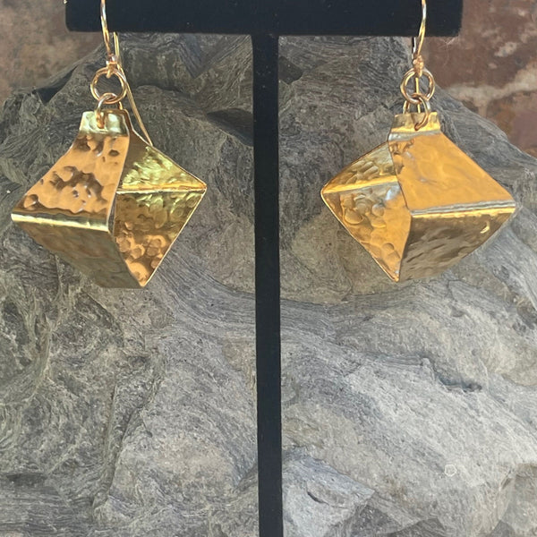 Hammered Sterling Silver Box Style Lantern Earrings
