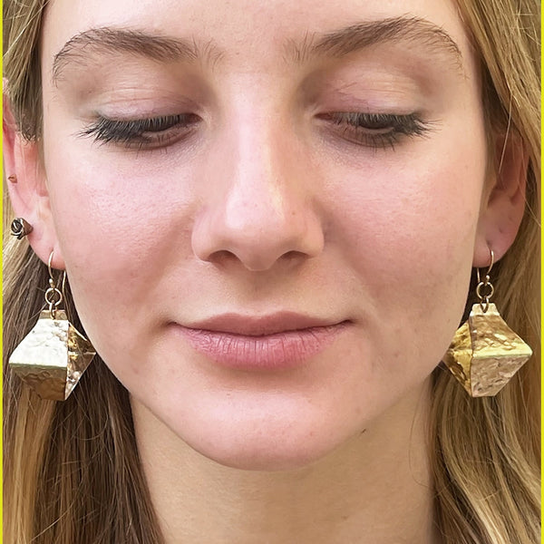Hammered Sterling Silver Box Style Lantern Earrings