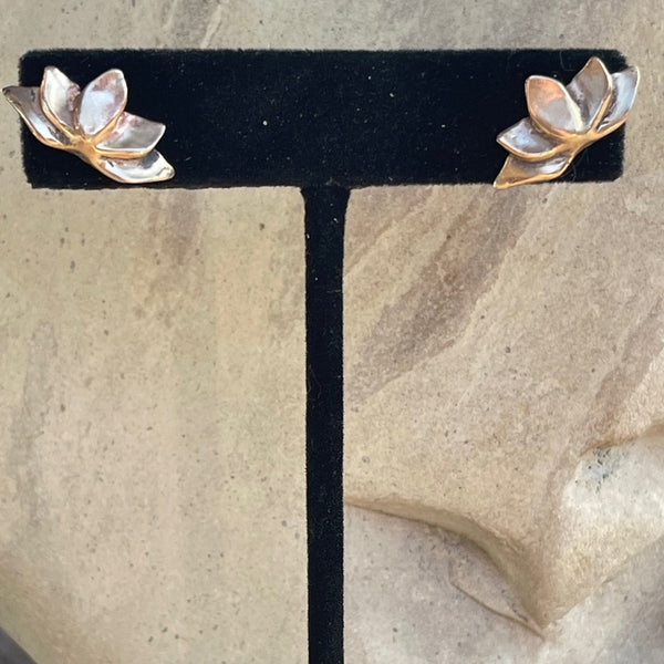Handmade Bronze Large Lotus Post Earrings