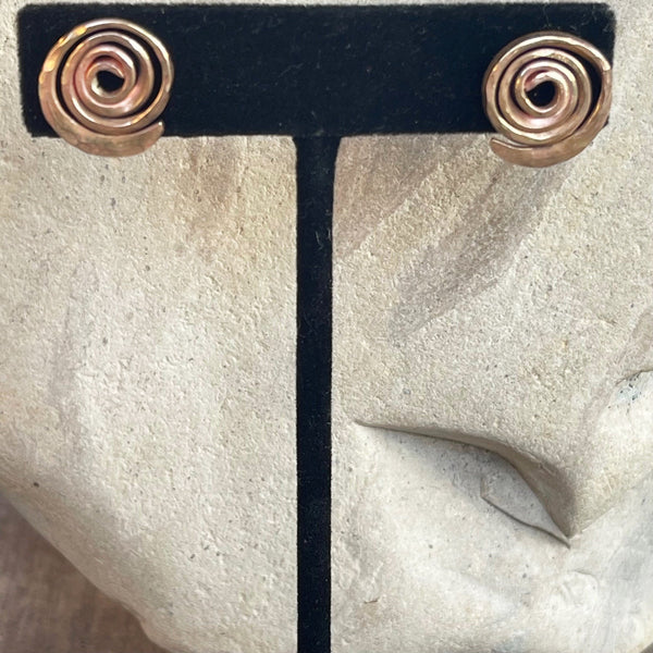 Handmade 14K Gold Filled Hammered Spiral Post Earrings