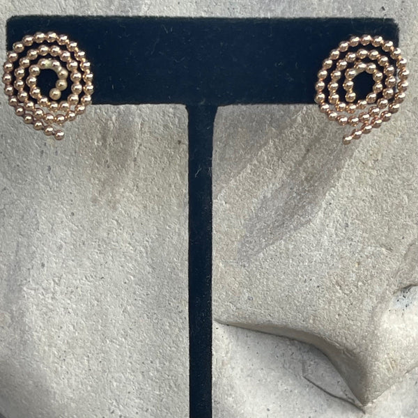 Handmade 14K Gold Filled Beaded Wire Spiral Post Earrings
