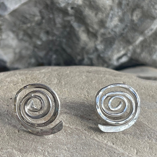 Handmade 14K Gold Filled Hammered Spiral Post Earrings