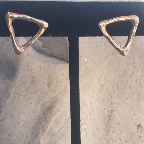 Handmade Organic Silver Triangle Post Earrings
