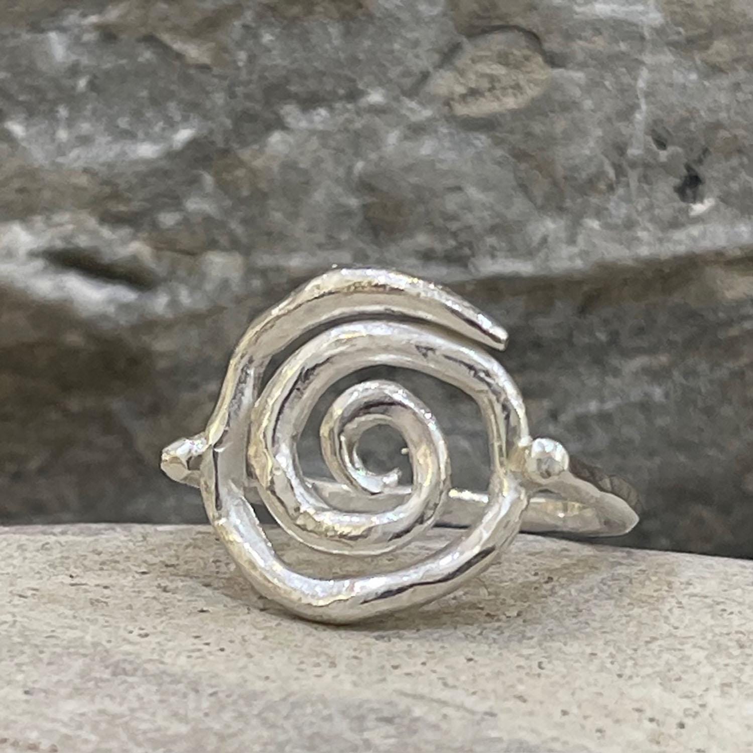Cast Organic Sterling Silver Spiral Ring