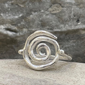 Cast Organic Sterling Silver Spiral Ring