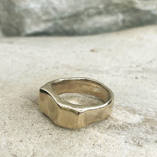 Organic Cast Bronze Freeform Chunky Hollow Ring Small