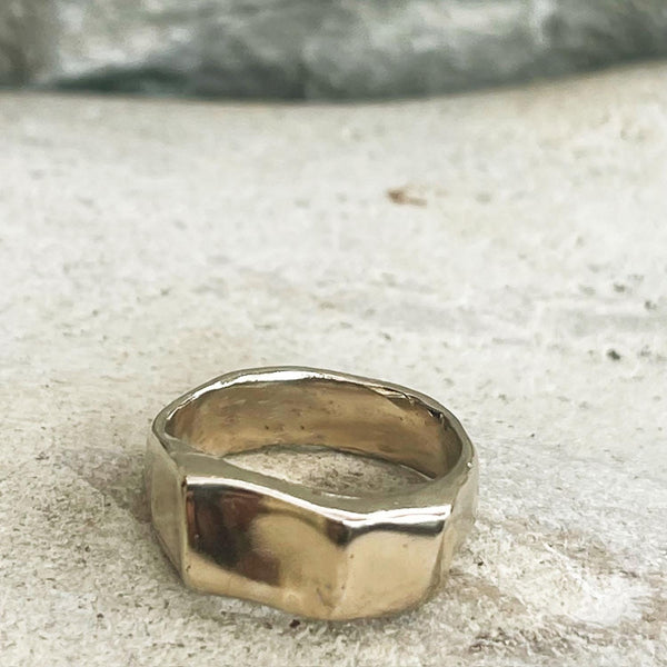 Organic Cast Bronze Freeform Chunky Hollow Ring Small