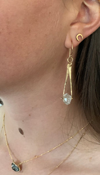 14K Gold Fill Herkimer Diamond Drop Earrings
