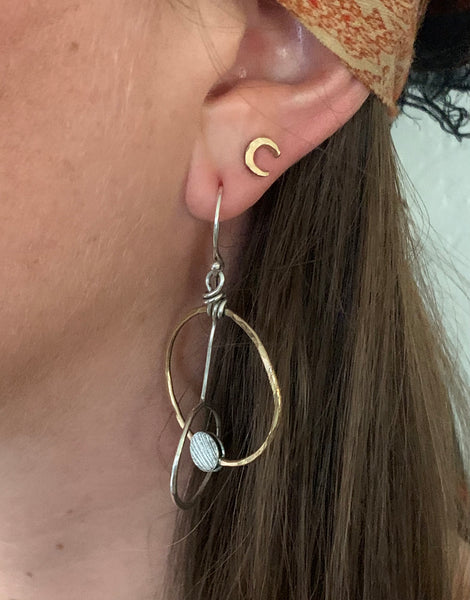 Mixed Metal Double Circle Earrings