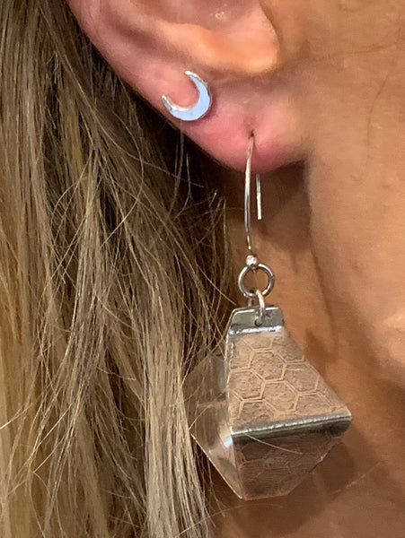 Handmade Sterling Silver Crescent Moon Stud Earrings