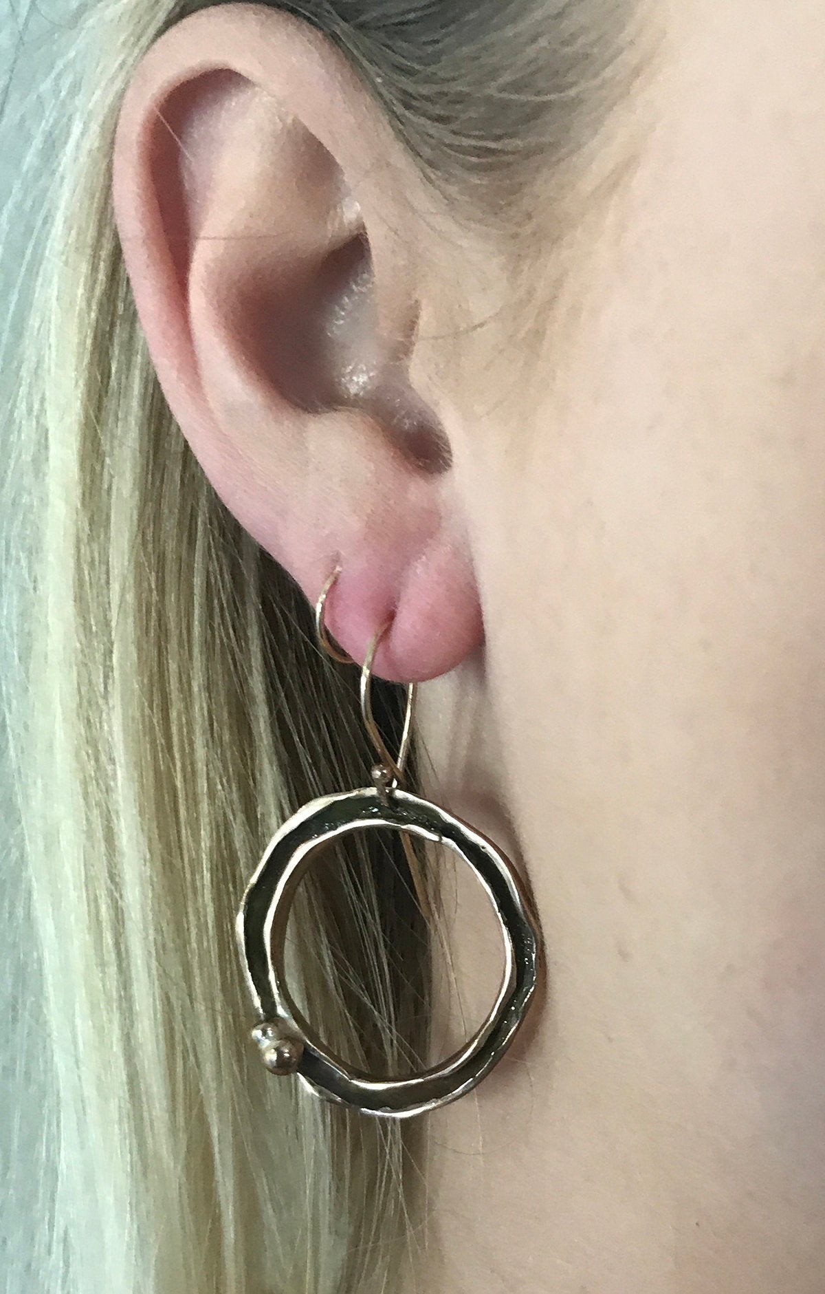 Bronze Organic Two Peas in a Pod Circle Earrings