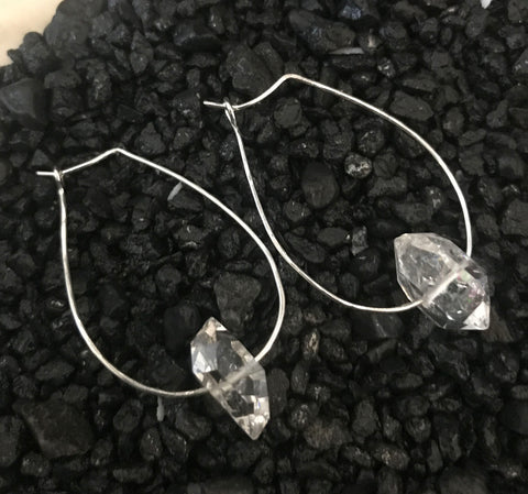 Sterling Silver Herkimer Diamond Hoop Earrings