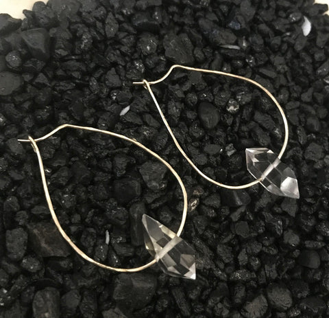 Gold Fill Herkimer Diamond Hoop Earrings