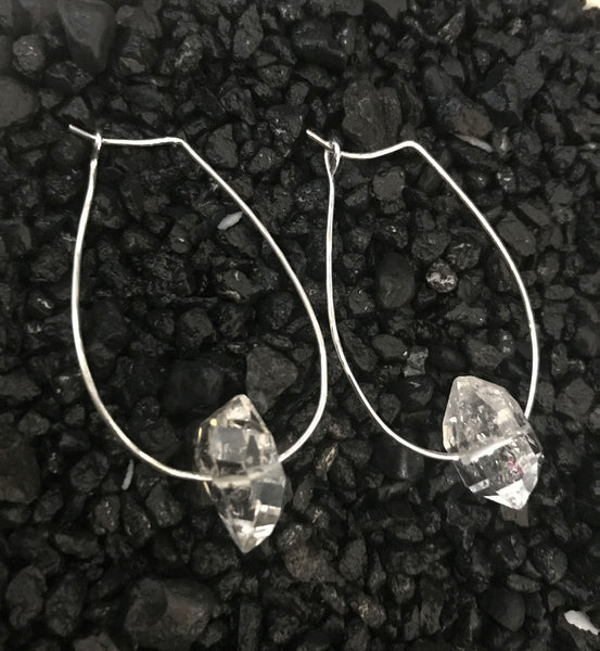 Sterling Silver Herkimer Diamond Hoop Earrings