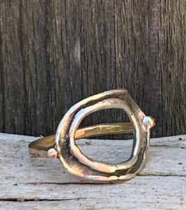 Organic Silver Circle ring with 14K Gold Fill Band