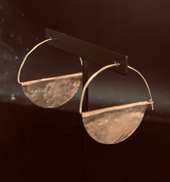 Hammered Bronze and Gold Fill Hoop Earrings