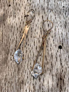 14K Gold Fill Herkimer Diamond Drop Earrings