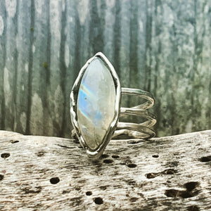 Handmade Sterling Silver Wrap Style ring with Moonstone Set Stone