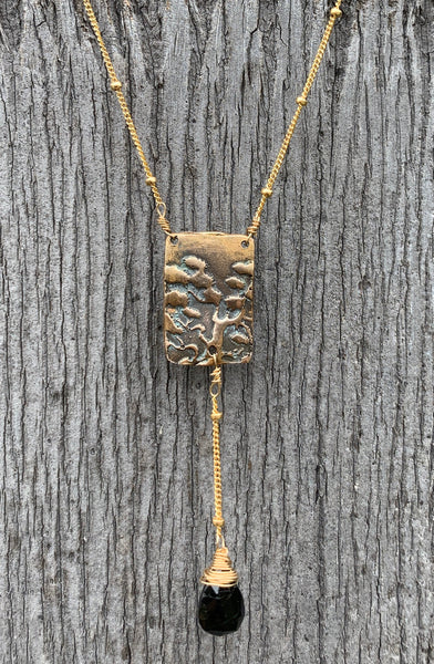 Gold Fill Tree Necklace with Smokey Quartz Drop
