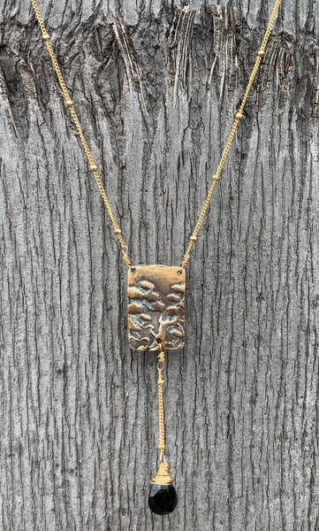 Gold Fill Tree Necklace with Smokey Quartz Drop