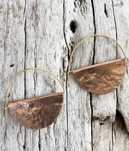 Hammered Bronze and Gold Fill Hoop Earrings