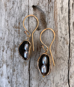 Bronze Two Peas in a Pod Pearl Earrings with 14K Gold fill Ear Wire