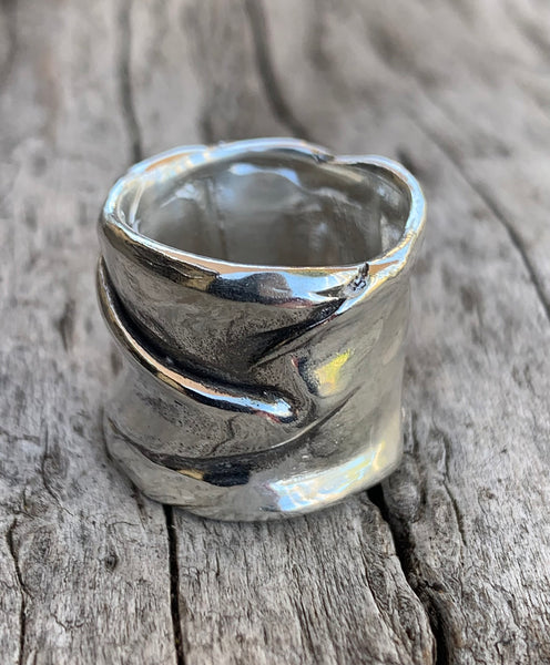 Sterling Silver Cast Folded Cuff Ring