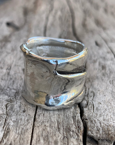 Sterling Silver Cast Folded Cuff Ring