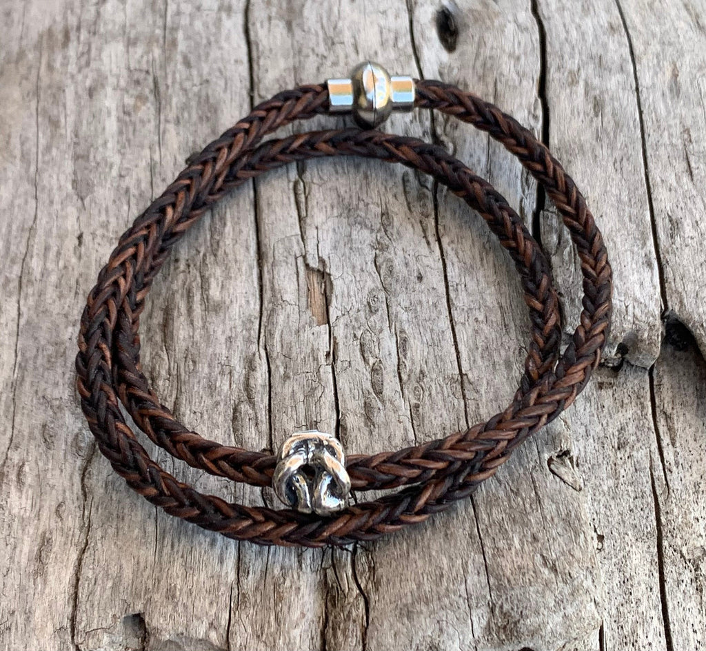 Braided Leather and Sterling Silver Bracelet
