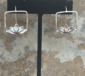 Sterling Silver Square Lotus Earrings Lotus Earrings