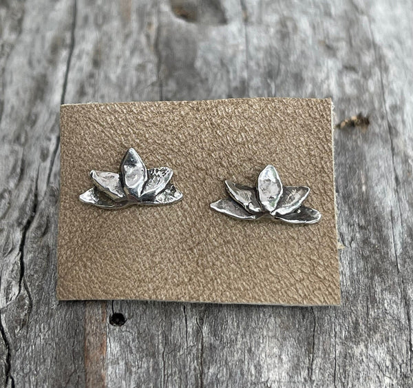 Handmade Sterling Silver Lotus Stud Earrings