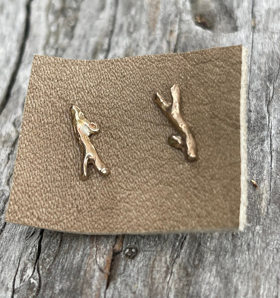 Handmade Bronze Branch Stud Earrings