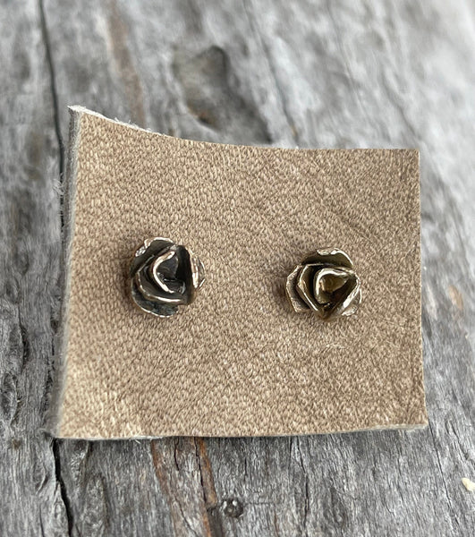 Handmade Sterling Silver Rose Stud Earrings