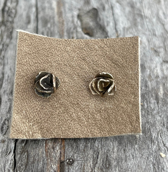 Handmade Bronze Rose Stud Earrings