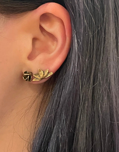 Handmade Bronze Lotus Stud Earrings