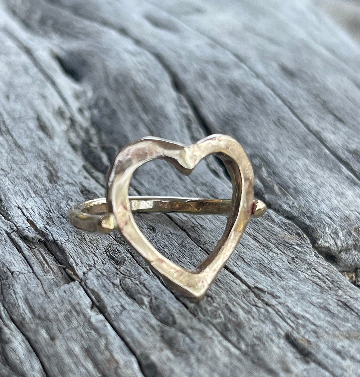 Bronze Heart Ring with 14K Gold Fill Band