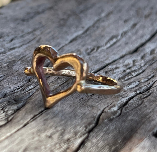 Bronze Heart Ring with 14K Gold Fill Band